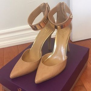 Beautiful Nude Fergie Ankle Strap Pump